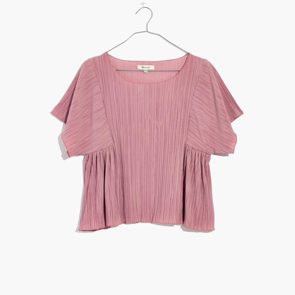 Madewell Pleated Relaxed Pink Blouse Top